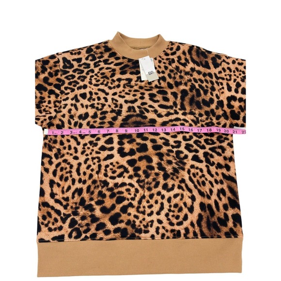 BP Mock Neck Graphic Sweatshirt In Tan Simple Leopard Print SZ-XSmall - Picture 5 of 10